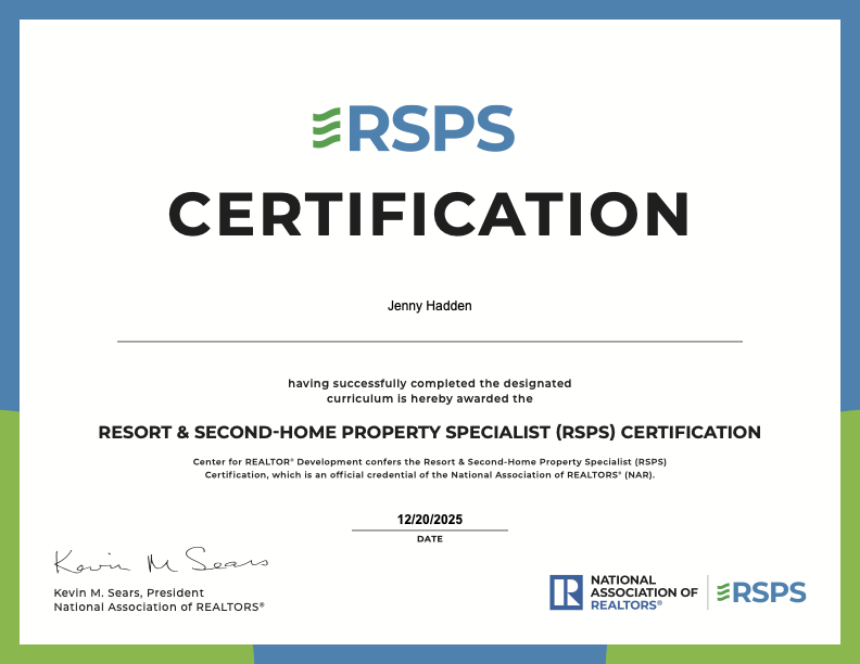 Jenny Hadden Certified second home specialist